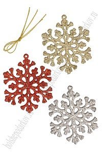 Новогодние украшения с блестками &quot;Снежинка&quot; 7,5 см (3 шт) SF-3510, №2