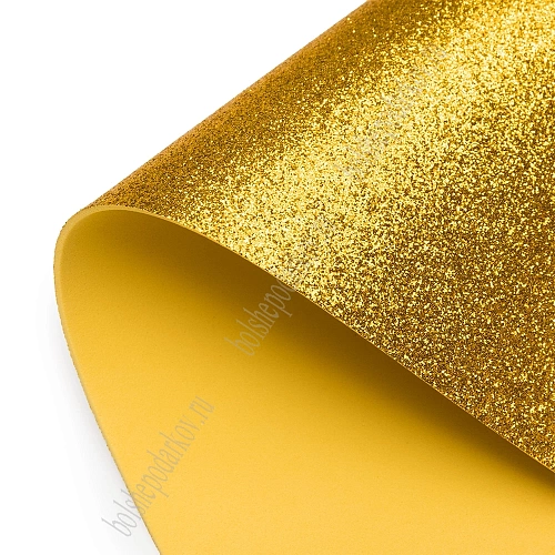 Фоамиран глиттерный А4, 2 мм Premium (10 листов) SF-1955, золото №2018