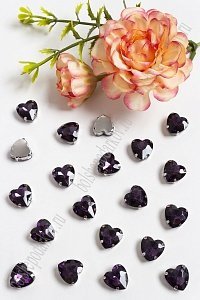 Стразы пришивные 12 мм &quot;Сердечко&quot; (10 шт) SF-3716, темно-сиреневый №15