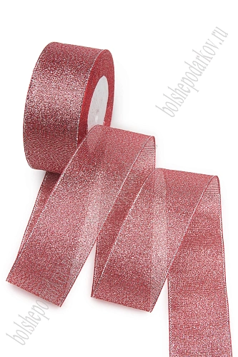 Лента парча 4 см*25 ярд (SF-1795) коралловый/серебро №65
