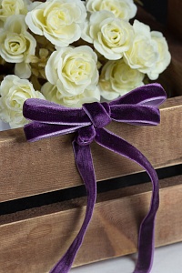 Лента бархатная 1 см*50 ярд (SF-2323) темно-фиолетовый №89