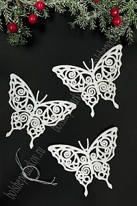 Новогодние украшения "Бабочки" 11*8,5 см (3 шт) SF-6127