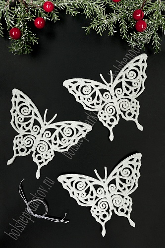 Новогодние украшения &amp;quot;Бабочки&amp;quot; 11*8,5 см (3 шт) SF-6127