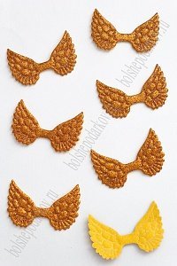 Патч с блестками 4,5*3 см &quot;Крылья&quot; (20 шт) SF-1899, медный