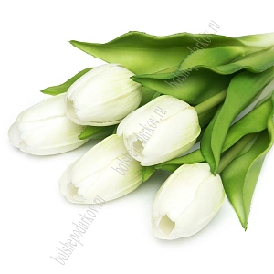 Веточка декоративная "Тюльпан" 32 см (5 шт) SF-8136, белый
