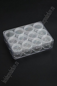 Пластиковые баночки в коробочке 16,5*12,5*3,3 см (12 баночек) SF-3360