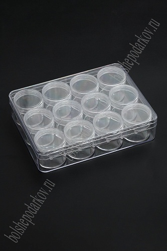 Пластиковые баночки в коробочке 16,5*12,5*3,3 см (12 баночек) SF-3360