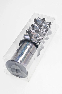 Набор для упаковки: бант 5,5 см (4 шт), лента 1 см*10 м (1 шт), SF-7825, серебро №2