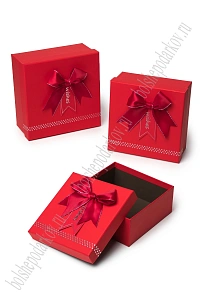 Коробки квадратные с бантом 3 в 1, 19*19*9,5 см, (SF-8227), красный №1