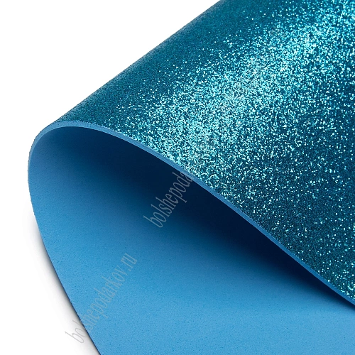 Фоамиран глиттерный 2 мм, 40*60 см Premium (10 листов) SF-3010, голубой №2042