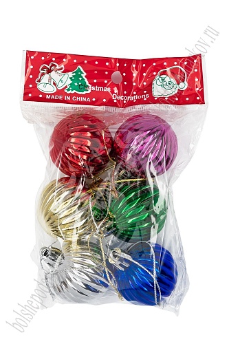 Набор новогодних шаров 4 см (6 шт) SF-1691, микс №10