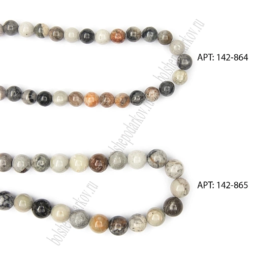 Бусины круглые на леске 8 мм (SF-7591) яшма