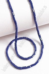 Бусины стеклянные, матовые, на леске &quot;Прямоугольные&quot; 3*6 мм (SF-664) темно-синий №540