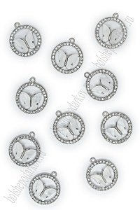 Подвеска металл &quot;Бабочка №5&quot; (10 шт) SF-7343, белый/серебро