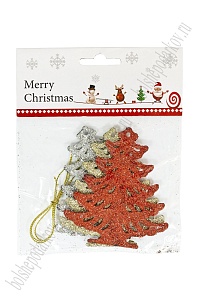 Новогодние украшения с блестками &quot;Ёлочка&quot; 7,5*8,5 см (3 шт) SF-3510