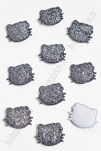 Патч 3D с блестками &quot;Котёнок&quot; 2,9*3,2 см (20 шт) SF-3162, графит