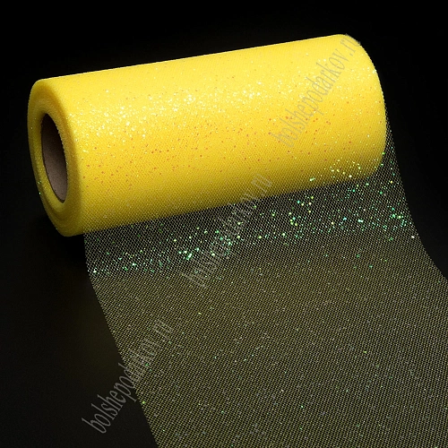 Фатин с блестками  15 см*25 ярд (SF-604) желтый №10