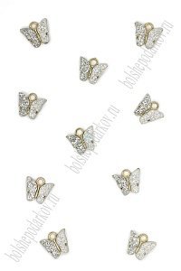 Подвеска металл &quot;Бабочка №4&quot; (10 шт) SF-7343, золото/серебро