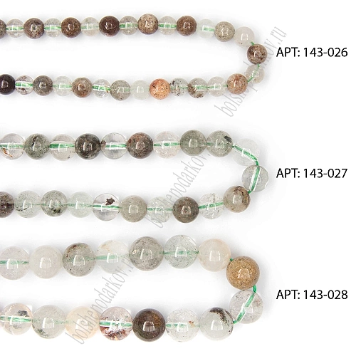 Бусины круглые на нитке 8 мм (SF-7591) кварц зеленый