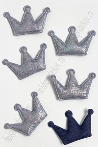 Патч с переливом &quot;Корона&quot; 6,5*4,5 см (10 шт) SF-3781, серый