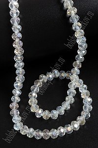 Бусины стеклянные, прозрачные перламутр., на леске "Rondelle" 6 мм (SF-669) белый №216