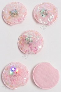 Патч с пайетками &quot;Ушки круглые&quot; 5,5*5 см (5 шт) SF-3165, светло-розовый УЦЕНКА