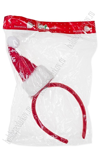 Новогодний ободок 23 см &amp;quot;Колпак&amp;quot; (SF-1708) красный