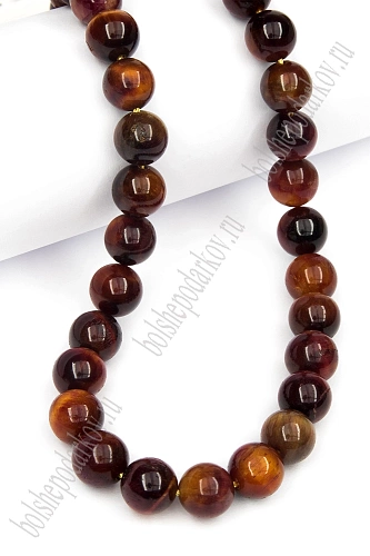 Бусины круглые на нитке 10 мм (SF-7592) тигровый глаз микс №2