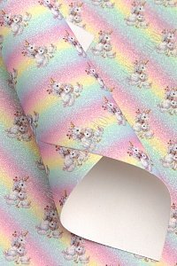 Кожзам с блестками "Радуга, единорог" А4 (5 листов) SF-5990, №2