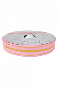 Лента бумажная с золотыми полосками 2 см*50 ярд (SF-1514) розовый №14