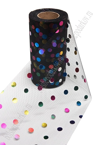 Фатин &amp;quot;Разноцветный горох&amp;quot; 15 см*25 ярд (SF-2951) черный