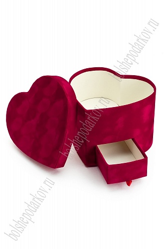 Коробка сердечко, бархатная 20*20*15 см (SF-7436) красный