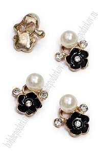 Кабошон флоризель металл "Цветочек" 1,8*1,6 см (4 шт) SF-7248, черный