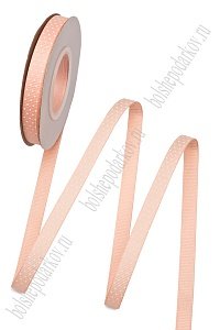 Лента репсовая в горошек 1 см*20 ярд (персиковый №213) SF-1724