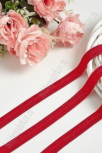 Тесьма эластичная с люрексом 1,5 см*10 ярд (SF-369-11) красный