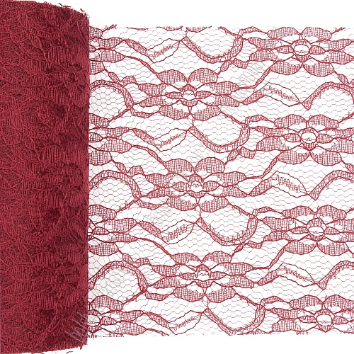 Фатин с узором &amp;quot;Цветы&amp;quot; 15 см*10 ярд (SF-2940) бордовый №19