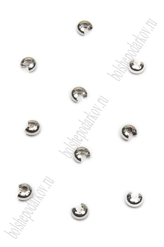 Кримп для бижутерии (обжимная бусина) 3*4 мм (50 шт) SF-7304, темное серебро