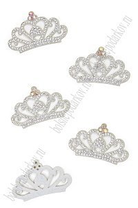 Патчи из фетра со стразами &quot;Корона&quot; 5,2*3,2 см (10 шт) SF-7699