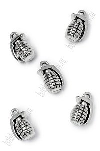 Подвеска металл 1*1,2 см &quot;Граната&quot; (5 шт) SF-7745, серебро
