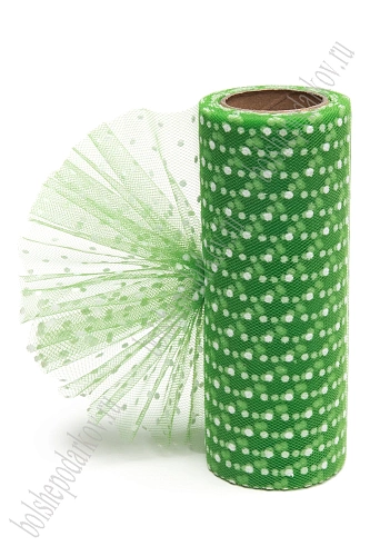 Фатин в горошек 15 см*10 ярд (SF-2941) зеленый №48