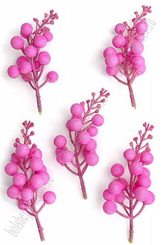 Ягоды на веточке с блестками (10 веточек) SF-023, розовый