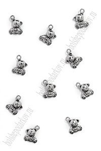 Подвеска металл 1*1,5 см &quot;Мишка&quot; (10 шт) SF-7745, серебро