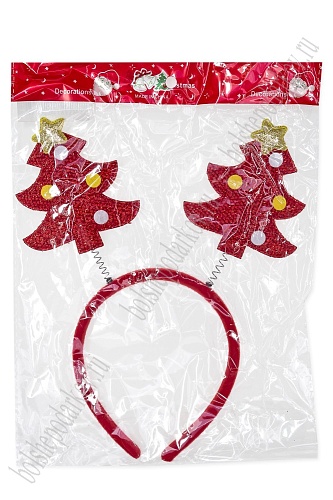 Новогодний ободок 23 см &amp;quot;Ёлочка&amp;quot; (SF-1708) красный