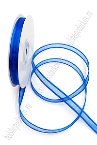 Лента органза с атласными краями 1 см*25 ярд (SF-8086) синий №40