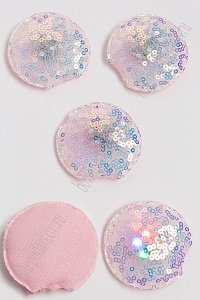 Патч с пайетками &quot;Ушки круглые&quot; 5,5*5 см (5 шт) SF-3165, бледно-сиреневый УЦЕНКА