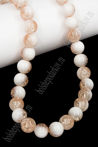 Бусины круглые на леске 10 мм (SF-8079) сахарный кварц имитация персиковый