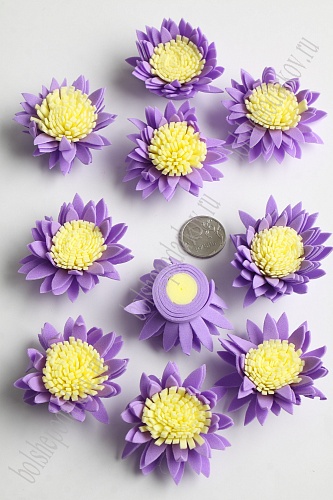 Головки цветов &amp;quot;Хризантема&amp;quot; двухцветная 4,5 см (30 шт) SF-2294, фиолетовый