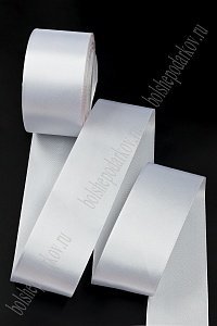 Лента атласная 5 см*25 ярд (SF-1355) белый УЦЕНКА