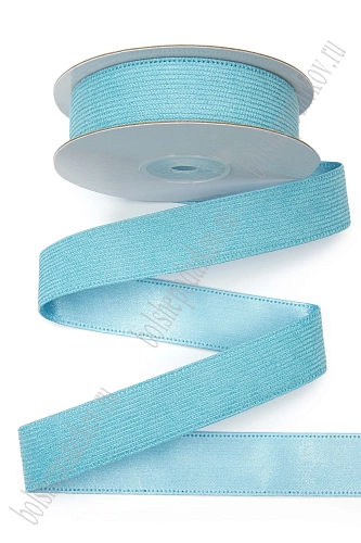Лента вельвет/атлас 2,5 см*10 ярд (SF-7313) голубой