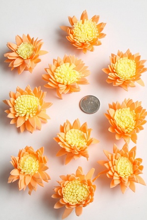 Головки цветов &quot;Хризантема&quot; двухцветная 4,5 см (30 шт) SF-2294, персиковый